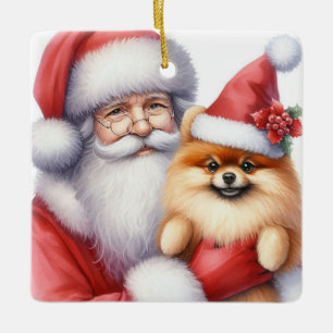 Der Weihnachtsmann mit dem Spitz Weihnachten Keramikornament