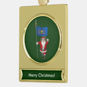 Der Weihnachtsmann mit dem Stipendium von Pennsylv Banner-Ornament Gold