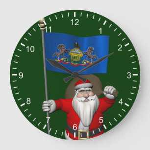 Der Weihnachtsmann mit dem Stipendium von Pennsylv Große Wanduhr