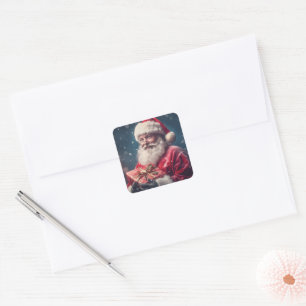 Der Weihnachtsmann mit dem Weihnachtsdesign Quadratischer Aufkleber
