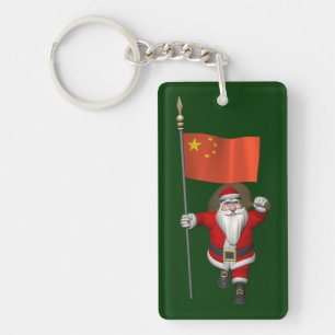 Der Weihnachtsmann mit der Flagge der China Schlüsselanhänger