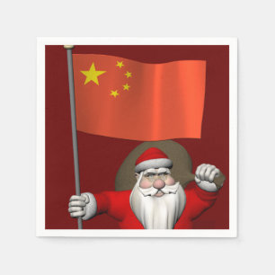 Der Weihnachtsmann mit der Flagge der China Serviette