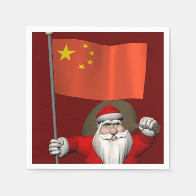 Der Weihnachtsmann mit der Flagge der China Serviette (Vorderseite)