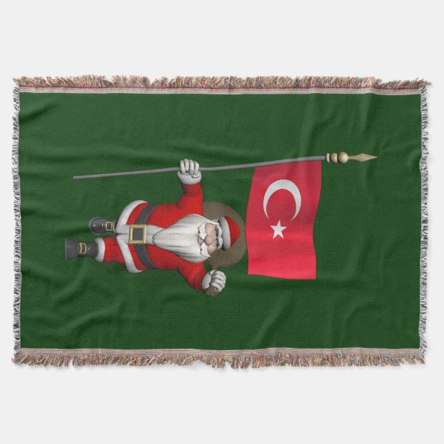 Der Weihnachtsmann mit der Flagge der Türkei Decke (Vorderseite)