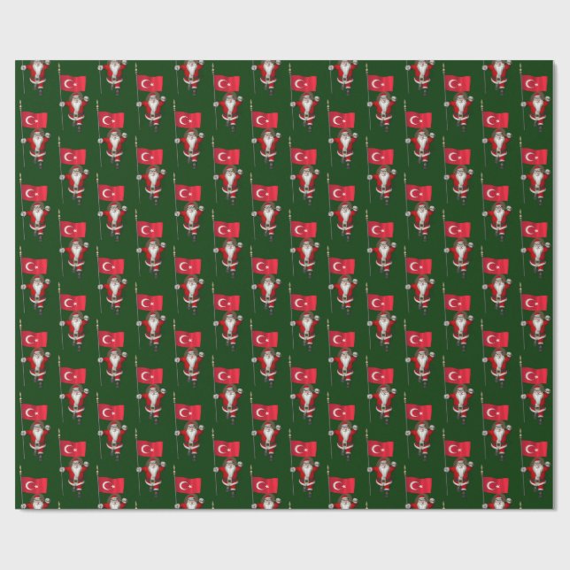 Der Weihnachtsmann mit der Flagge der Türkei Geschenkpapier (Flach)