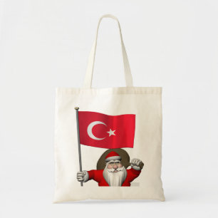 Der Weihnachtsmann mit der Flagge der Türkei Tragetasche