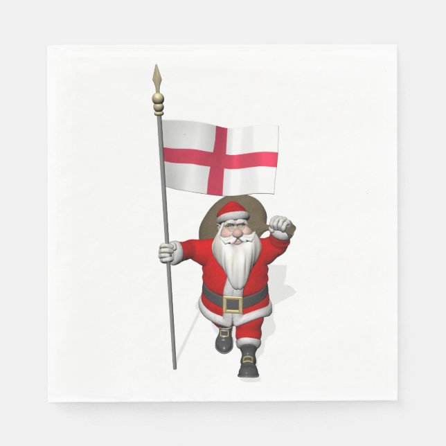 Der Weihnachtsmann mit der Flagge Englands Serviette (Vorderseite)
