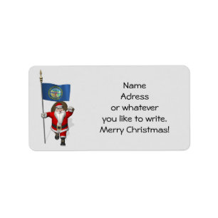 Der Weihnachtsmann mit der Flagge Nebraskas Adressaufkleber