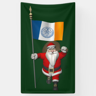 Der Weihnachtsmann mit der Flagge New Yorks Banner