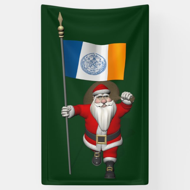 Der Weihnachtsmann mit der Flagge New Yorks Banner (Vertikal)