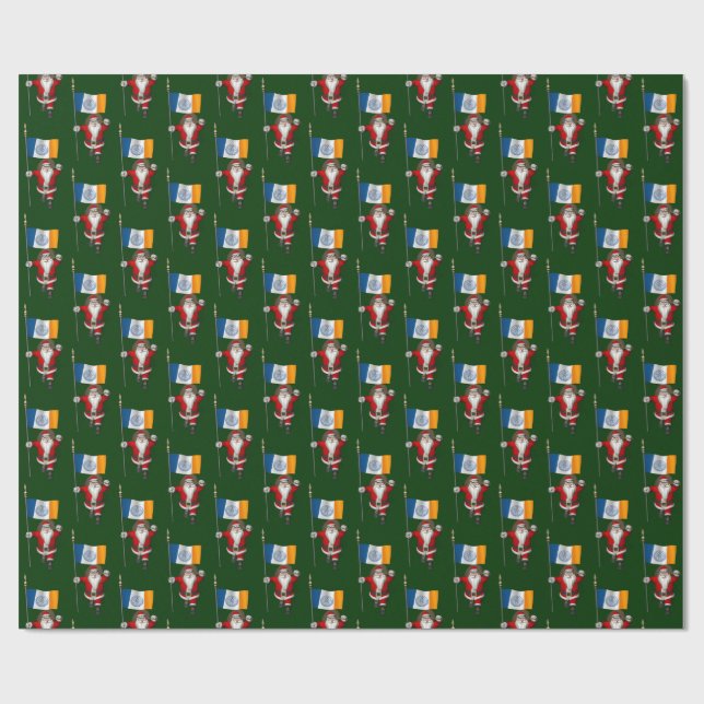 Der Weihnachtsmann mit der Flagge New Yorks Geschenkpapier (Flach)