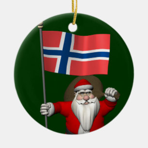 Der Weihnachtsmann mit der Flagge Norwegens Keramikornament