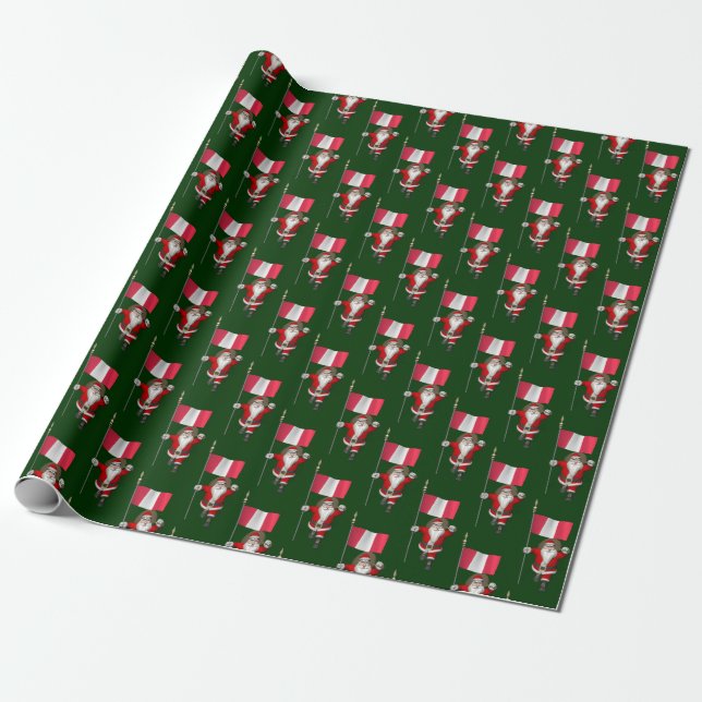 Der Weihnachtsmann mit der Flagge Perus Geschenkpapier (Ungerollt)