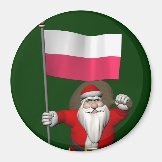 Der Weihnachtsmann mit der Flagge Polens Magnet (Vorne)