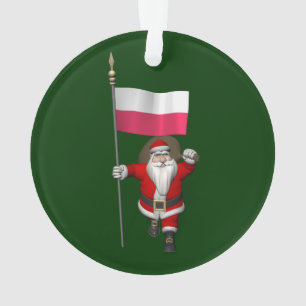 Der Weihnachtsmann mit der Flagge Polens Ornament