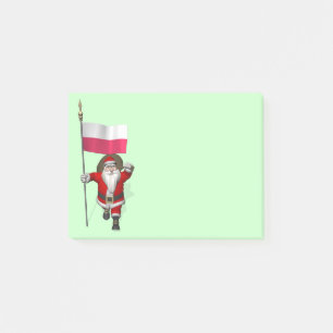 Der Weihnachtsmann mit der Flagge Polens Post-it Klebezettel