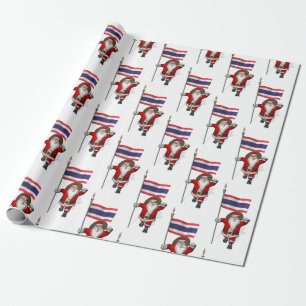 Der Weihnachtsmann mit der Flagge Thailands Geschenkpapier