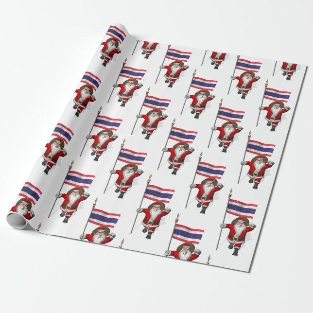 Der Weihnachtsmann mit der Flagge Thailands Geschenkpapier (Ungerollt)