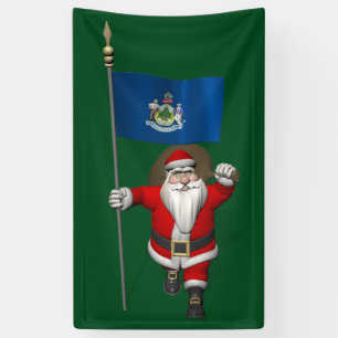 Der Weihnachtsmann mit der Flagge von Maine Banner
