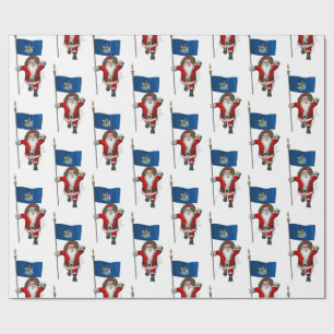 Der Weihnachtsmann mit der Flagge von Maine Geschenkpapier