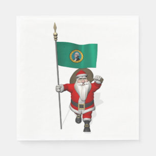 Der Weihnachtsmann mit der Flagge von Washington Serviette