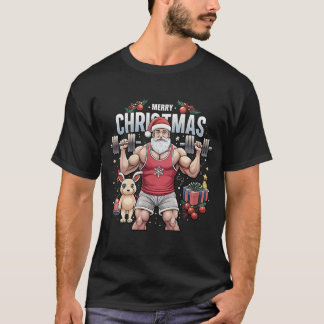 Der Weihnachtsmann mit Drehung - Gym Santa Holiday T-Shirt