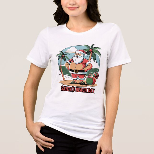 Der Weihnachtsmann mit Drehung - Strandtag Tri-Blend Shirt (Vorderseite)