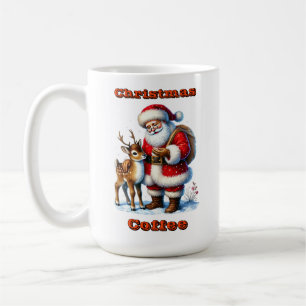 Der Weihnachtsmann mit einem freundlichen Hirschen Kaffeetasse