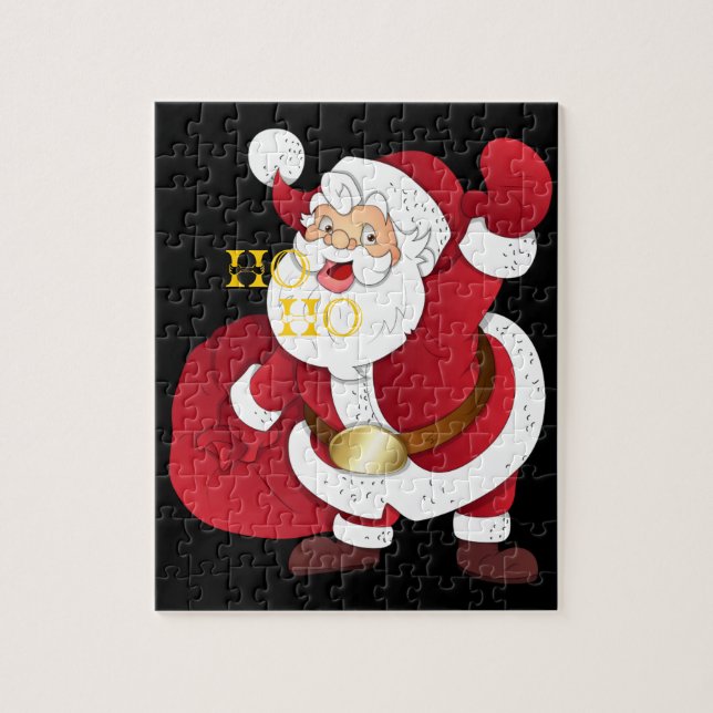 Der Weihnachtsmann mit einem Geschenkpuzzle. Puzzle (Vertikal)
