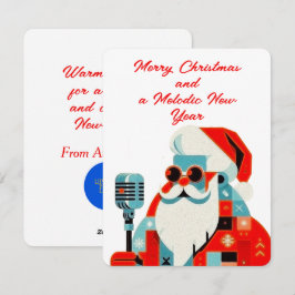 Der Weihnachtsmann mit einem Mikrofon in der Hand Feiertagskarte