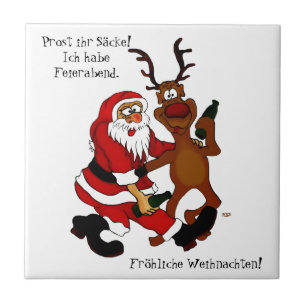 Der Weihnachtsmann mit Elch - heißes Fest Fliese