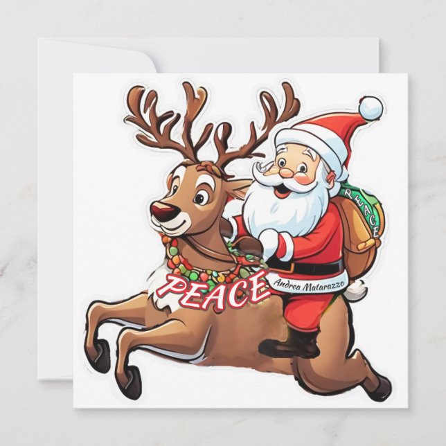 Der Weihnachtsmann mit Friedensgeschenken Einladung (Vorderseite)