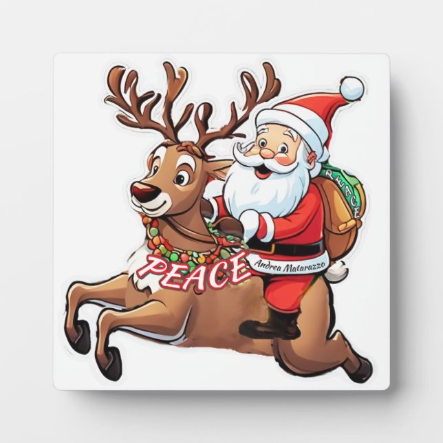 Der Weihnachtsmann mit Friedensgeschenken Fotoplatte (Vorderseite)