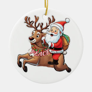 Der Weihnachtsmann mit Friedensgeschenken Keramik Ornament