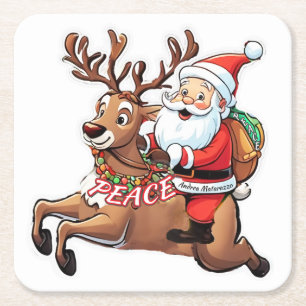 Der Weihnachtsmann mit Friedensgeschenken Rechteckiger Pappuntersetzer