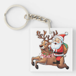 Der Weihnachtsmann mit Friedensgeschenken Schlüsselanhänger