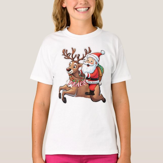 Der Weihnachtsmann mit Friedensgeschenken T-Shirt (Vorderseite)