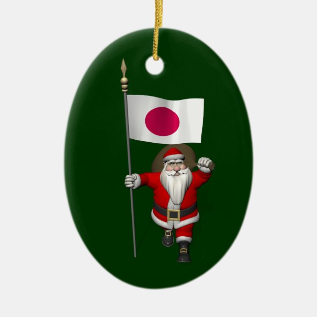 Der Weihnachtsmann mit japanischem Abzeichen Keramik Ornament (Vorne)