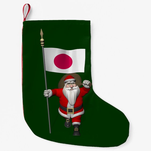 Der Weihnachtsmann mit japanischem Abzeichen Kleiner Weihnachtsstrumpf (Vorderseite)