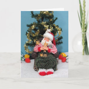 Der Weihnachtsmann mit Kätzchen Karte