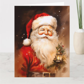 Der Weihnachtsmann mit Latern Karte