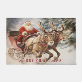 Der Weihnachtsmann mit Rentier Fußmatte