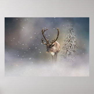 Der Weihnachtsmann Reindeer im Schnee Poster