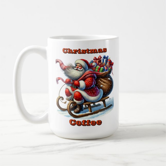 Der Weihnachtsmann reiten mit Geschenken Kaffeetasse (Links)