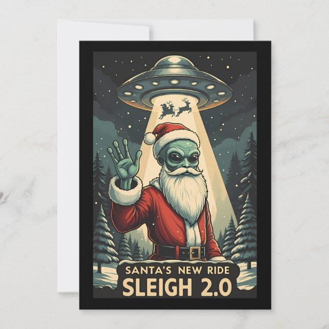 Der Weihnachtsmann: Schlitten 2.0 Feiertagskarte (Vorderseite)