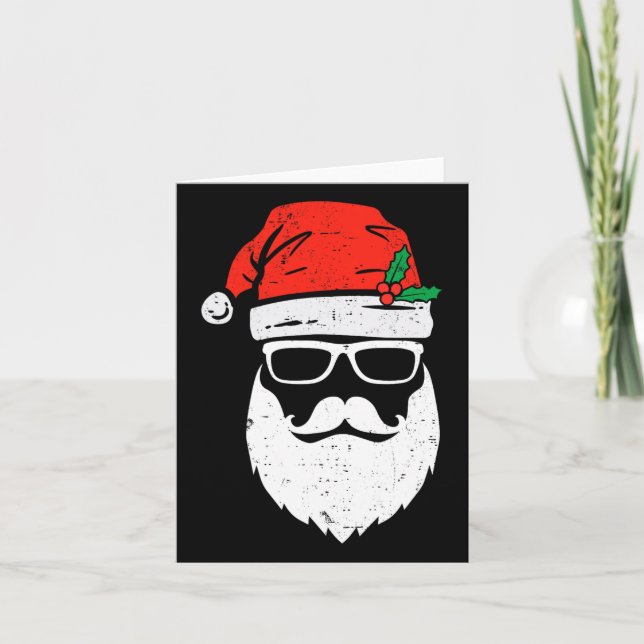Der Weihnachtsmann sieht mit Hut-Bart-Weihnachten  Karte (Vorderseite)