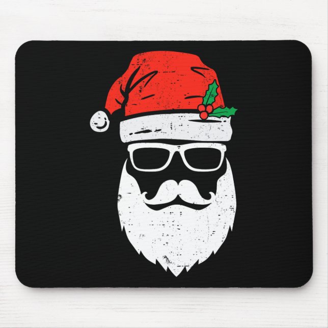 Der Weihnachtsmann sieht mit Hut-Bart-Weihnachten  Mousepad (Vorne)