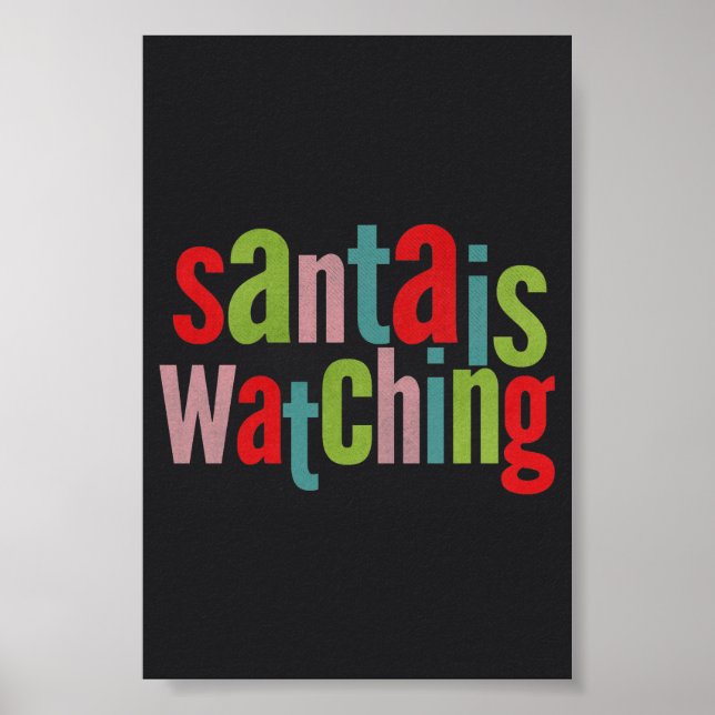 Der Weihnachtsmann sieht sich farbenfrohe Tafel an Poster (Vorne)