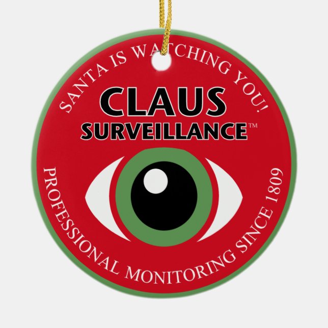 Der Weihnachtsmann sieht zu Keramik Ornament (Vorne)