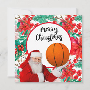 Der Weihnachtsmann spielt Basketball Frohe Weihnac Karte